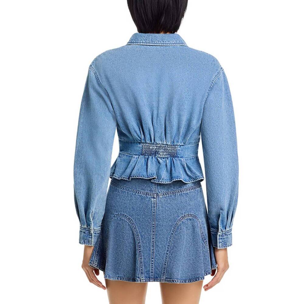 NEW STEVE MADDEN aria peplum denim jacket in forever blue - Picture 3 of 4